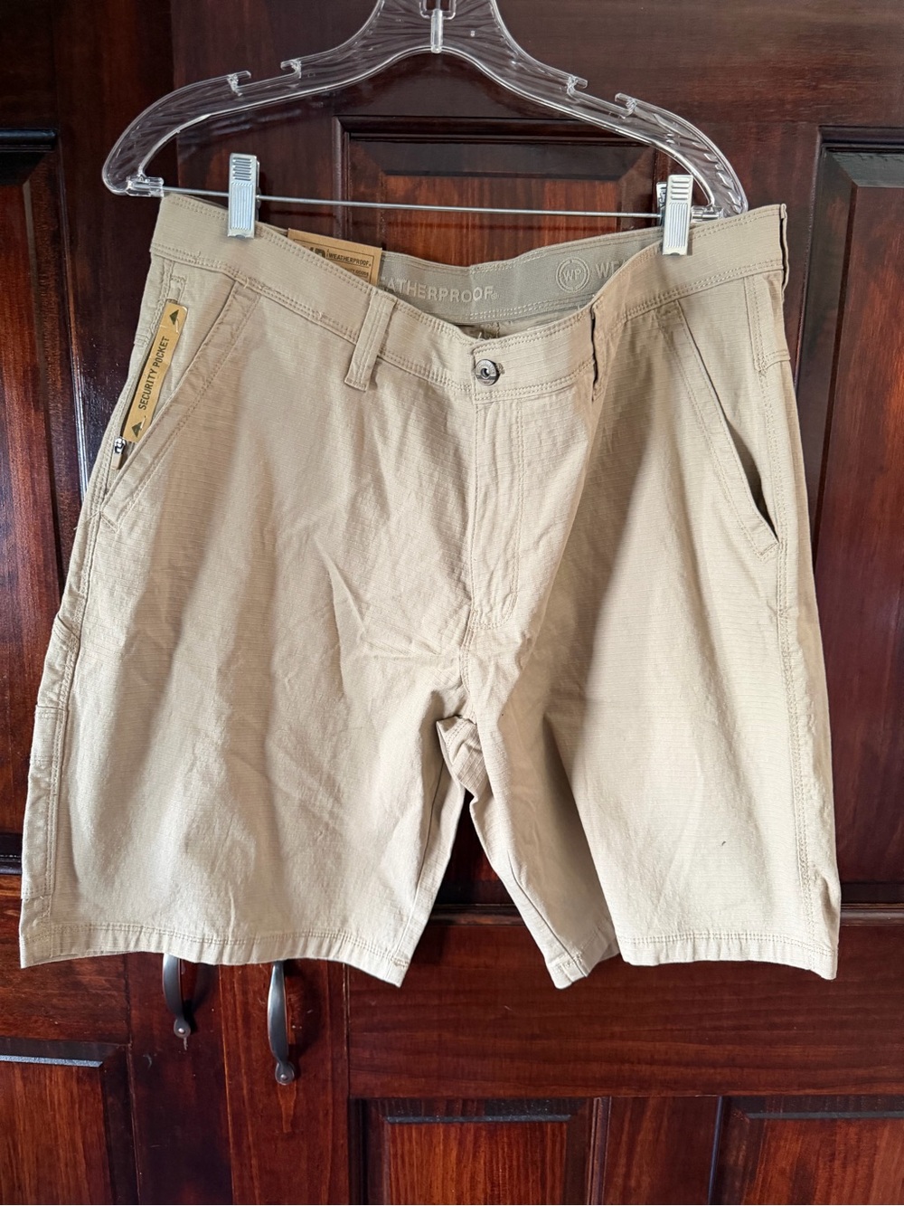Weatherproof Men's Tan Flat-Front Shorts